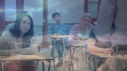 Poster - Animation of network of connections over male teacher with students