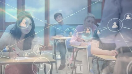 Poster - Animation of network of connections with icons over students