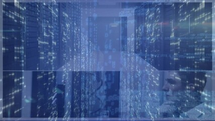 Aufkleber - Animation of data processing over computer servers