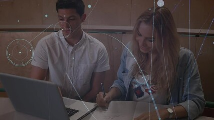 Poster - Animation of network of connections over students with laptop