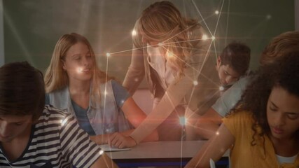Poster - Animation of network of connections over female teacher and students
