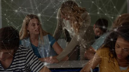 Poster - Animation of network of connections over female teacher and students