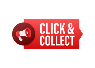 Aufkleber - Megaphone click and collect banner. Flat style. Website vector icon. Vector stock illustration