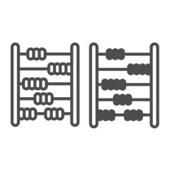 Fototapete - Abacus, math, counting, counter, arithmetic line and solid icon, education concept, accounting vector sign on white background, outline style icon for mobile concept and web design. Vector graphics.