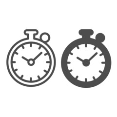 Poster - Alarm clock, timer, stopwatch, timepiece line and solid icon, education concept, watch, clock vector sign on white background, outline style icon for mobile concept and web design. Vector graphics.
