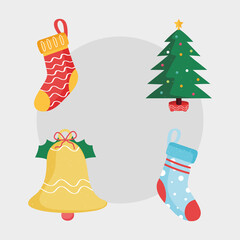 Sticker - four merry christmas icons