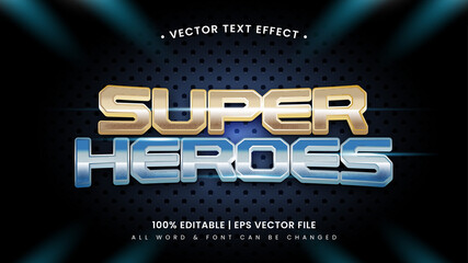 Poster - Super heroes metal 3d text style effect. Editable illustrator text style.