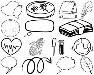 Sticker - Set of item and symbol hand drawn doodle