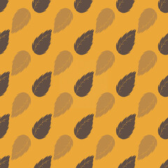 Poster - Retro colors orange and yellow leafs with texture repeat pattern print background
