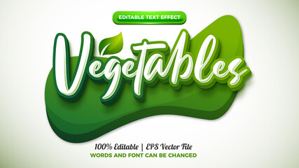 Wall Mural - Vegetables green organic logo template nature food 3d editable text effect