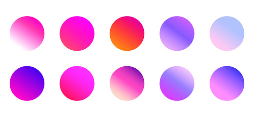 Poster - set of round vector gradient. multicolor sphere. modern abstract background texture. template for de