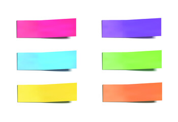 Vector Pastel Light Colored Papers Sticker Isolated on White Background with Shadow, Light Pink, Blue and Yellow Colors, Sticky Notes, Long Memo Sticker.