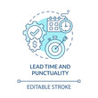 Lead time and punctuality blue concept icon. Productivity in production process. Operations managment abstract idea thin line illustration. Vector isolated outline color drawing. Editable stroke