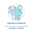 © bsd studio - Materials handling blue concept icon. Monitoring maintenance of merchandise. Operations managment abstract idea thin line illustration. Vector isolated outline color drawing. Editable stroke