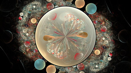 Poster - Colorful bubbles in the water drink, a lot of gas oxygen bubbles in soda. Transparent abstract design background
