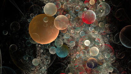 Poster - Colorful bubbles in the water drink, a lot of gas oxygen bubbles in soda. Transparent abstract design background