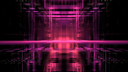 Poster - Cyberspace matrix parallel world, another reality digital world. Science fiction hacker concept. Digital data network matrix. 3d render