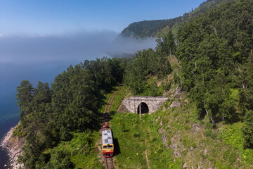 Wall Mural - A working train travels along the Circum-Baikal Railway