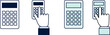 © Tof - Photographie - icône ou pictogramme montrant une calculatrice et une main appuyant sur les touches.  Métiers de la comptabilité, des finances et des affaires mais aussi gestion ou calcul des impôts