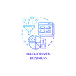 Data driven business blue gradient concept icon. Information as service. Monitoring analytics. sBusiness model abstract idea thin line illustration. Vector isolated outline color drawing