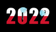 2022 with flag of Poland and medical mask for protection against covid on black background