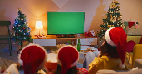 Wall Mural - women watch TV while Christmas