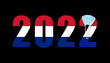 2022 with flag of Holland and medical mask for protection against covid on black background