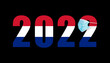 2022 with flag of Holland and medical mask for protection against covid on black background
