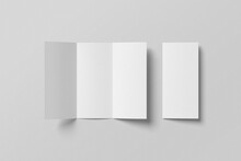 DL Trifold Brochure Mockup. Blank Empty Space 3D Rendering Object.