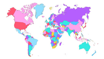  World map. Color vector modern. Silhouette map.