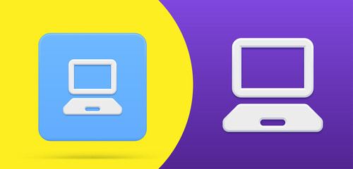 Poster - Computer pc monitor and keyboard cyberspace user interface button set 3d icon vector illustration