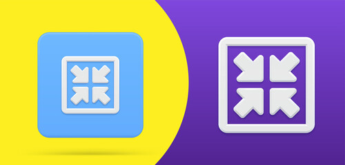 Poster - Four diagonal arrows pointing into center simple 3d icon button set vector illustration