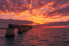 Sunrise Over The Bahia Honda Overseas Railway Bridge, Florida Keys