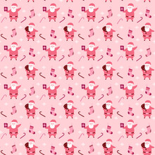Pink Christmas Seamless Pattern With Santa Claus , Stockings And Candy Canes Great For Scrapbooking, Textile And Wrapping. Vector Illustration