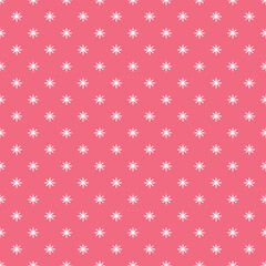 Wall Mural - Pink Christmas Seamless Pattern with Snowflakes great for scrapbooking, textile and wrapping. Vector illustration.