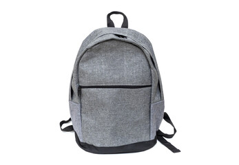 classic gray backpack isolated on white
