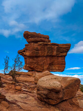 Vertical Shot Of The Famous Balanced Rock In Colorado, USA