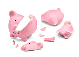 coin finance saving money piggybank business investment banking piggy bank pig broken poverty recession