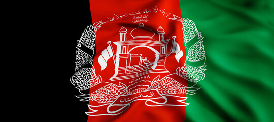 Wall Mural - Waving flag concept. National flag of the Islamic Republic of Afghanistan. Waving background. 3D rendering.
