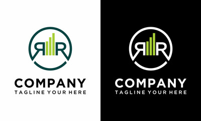Aufkleber - Simple modern letter R or RR logo design with financial style vector for business company on a black and white background.