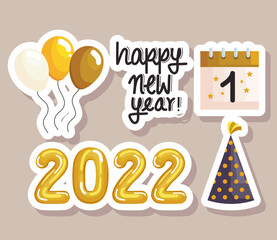 Poster - happy new year 2022 icons