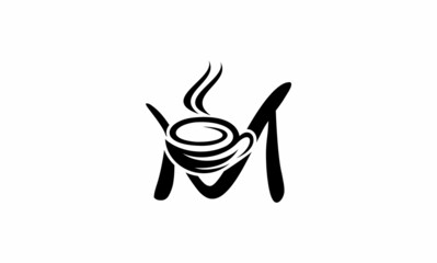 letter M concept design coffee logo