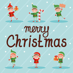 Poster - merry christmas group elf