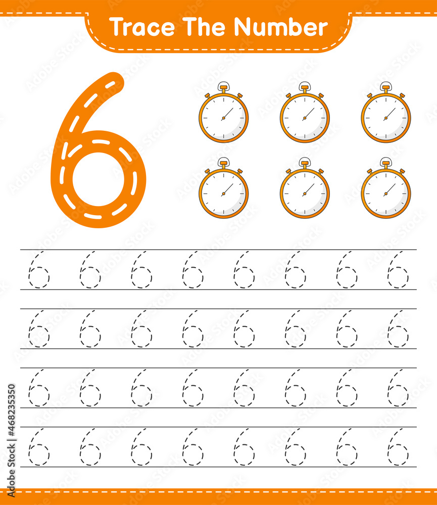 Trace the number. Tracing number with Stopwatch. Educational children ...