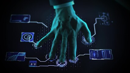 Crop man touching biometric panel