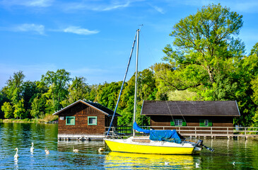 Canvas Print - Sailboat at the Starnberger See lake - Tutzing