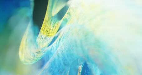 Poster - abstract form made from particles in motion. twisted shape of flowing energy, wave like structure. a