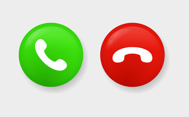 Leinwandbilder - answer phone call and decline icon in modern button, accept and end call symbols 
