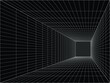
Vector. Perspective black room architectural background. Abstract black background. One-point perspective drawing with the vanishing point placed off the drawing center.
