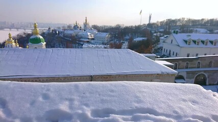 Canvas Print - Winter panorama of Kyiv and Dnieper River, Ukraine